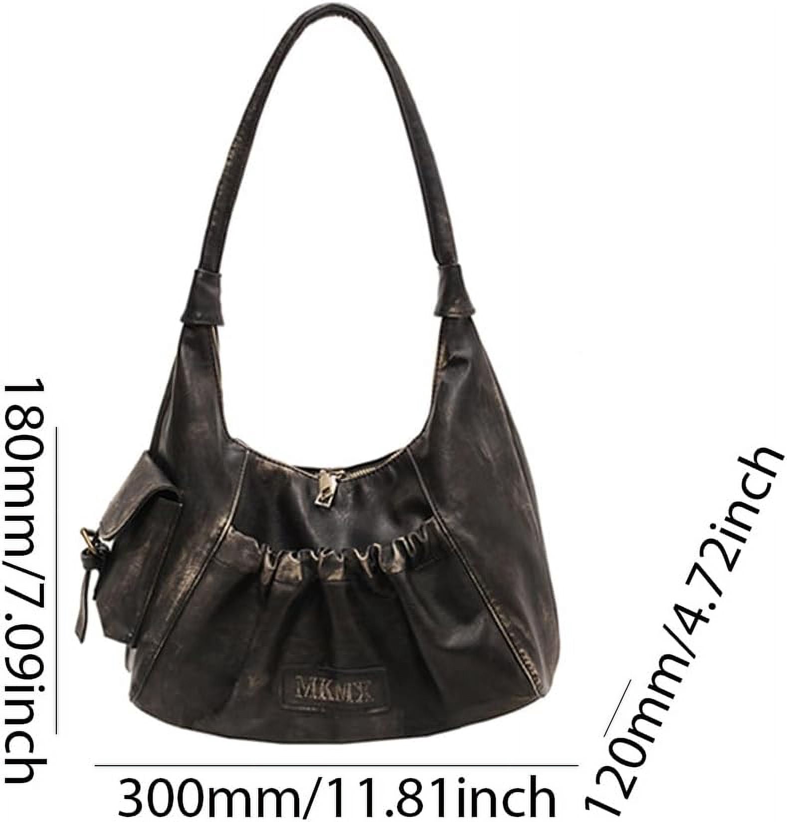 CAILDANL Hobo Bag Washed Leather Tote Bag Retro Crescent Shoulder Bag Y2K Aesthetic Grunge Bag Purse for Women