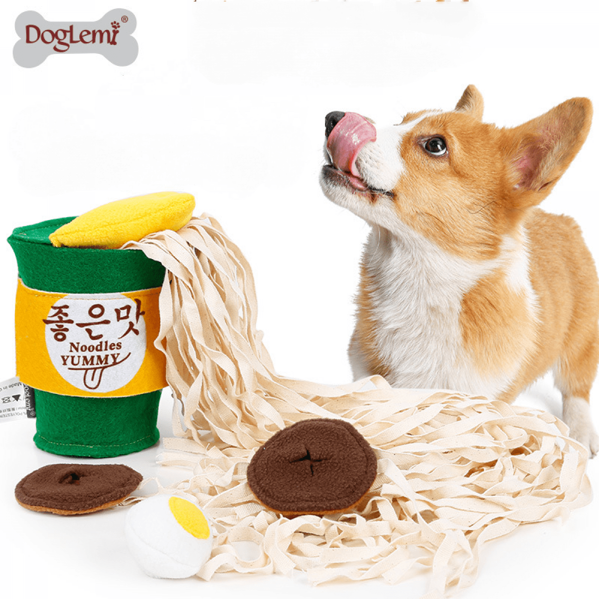 ChoChoCho Dog Toy Ramen Noodle Cup Dog Toy for Treat Dispensing and Nose  Work, Interactive Dispensing Toys, Plush Food Hide and Sniff Toy for Small