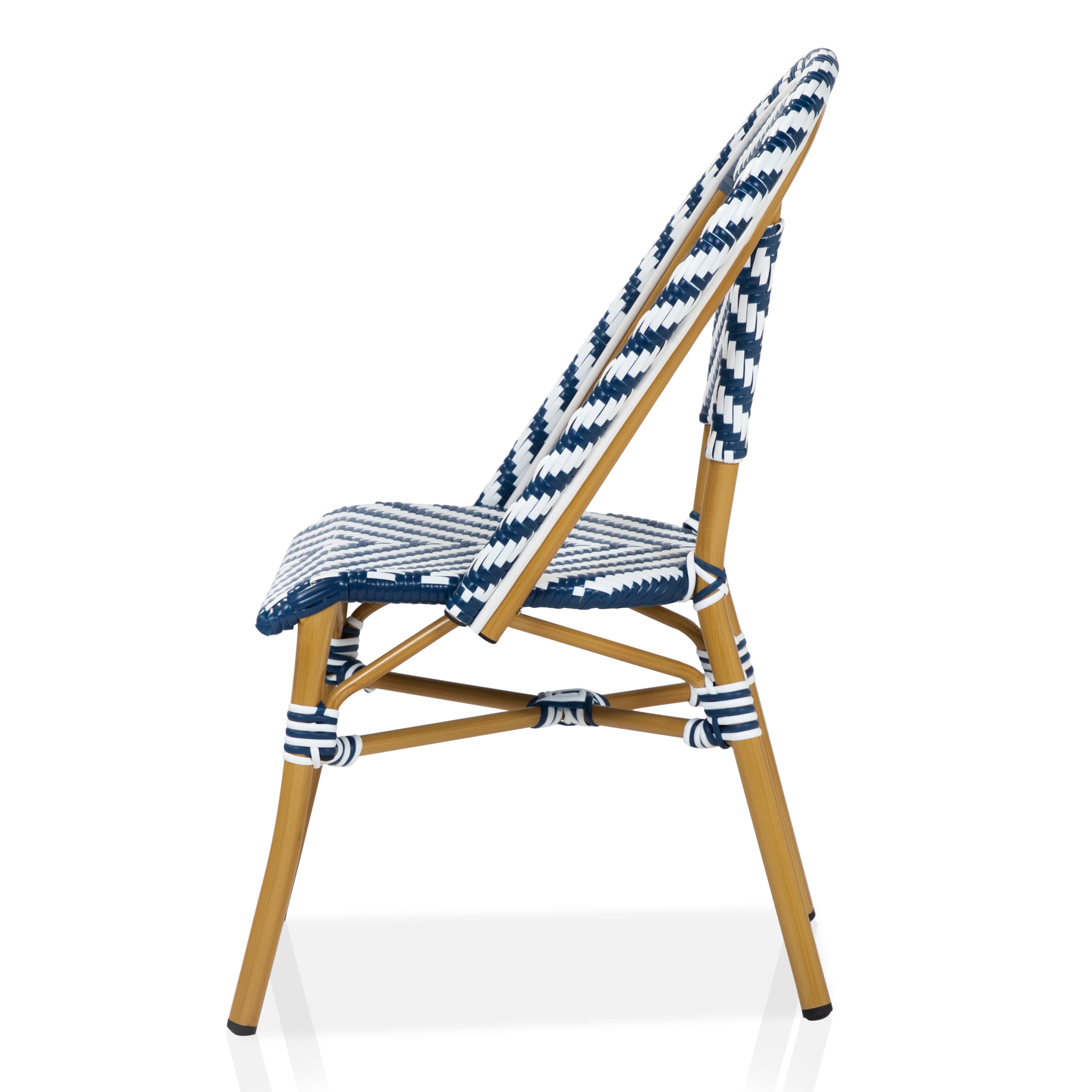 Furniture of America Tahit Outdoor Dining Chair - Faux Rattan - Armless - Blue