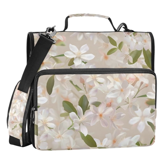 ALAZA Zipper Binder Lily Floral and Leaves 3 Ring Trapper Keeper File Folder Organizer Bag