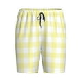 thumbnail image 4 of Naloa Lemon Yellow Checkboard Men's Short Pajama Pants, Lounge Comfort Shorts with Elasticized Waistband and Side Pockets - XX-Large, 4 of 9
