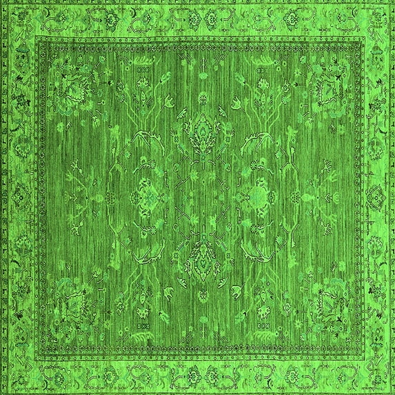 Ahgly Company Indoor Square Oriental Green Industrial Area Rugs, 5' Square