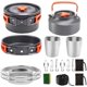 thumbnail image 1 of Juego de 13 sartenes ligeras de aluminio para acampar, incluye bolsa de malla, hervidor, cuchillo, tenedor, cuchara, 2 tazas y gancho., 1 of 5