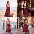 thumbnail image 6 of JIRNYORLL Womens Smocked Tiered Maxi Skirt with Pockets Drawstring Elastic High Waisted A Line Long Skirts, Burgundy L, 6 of 6