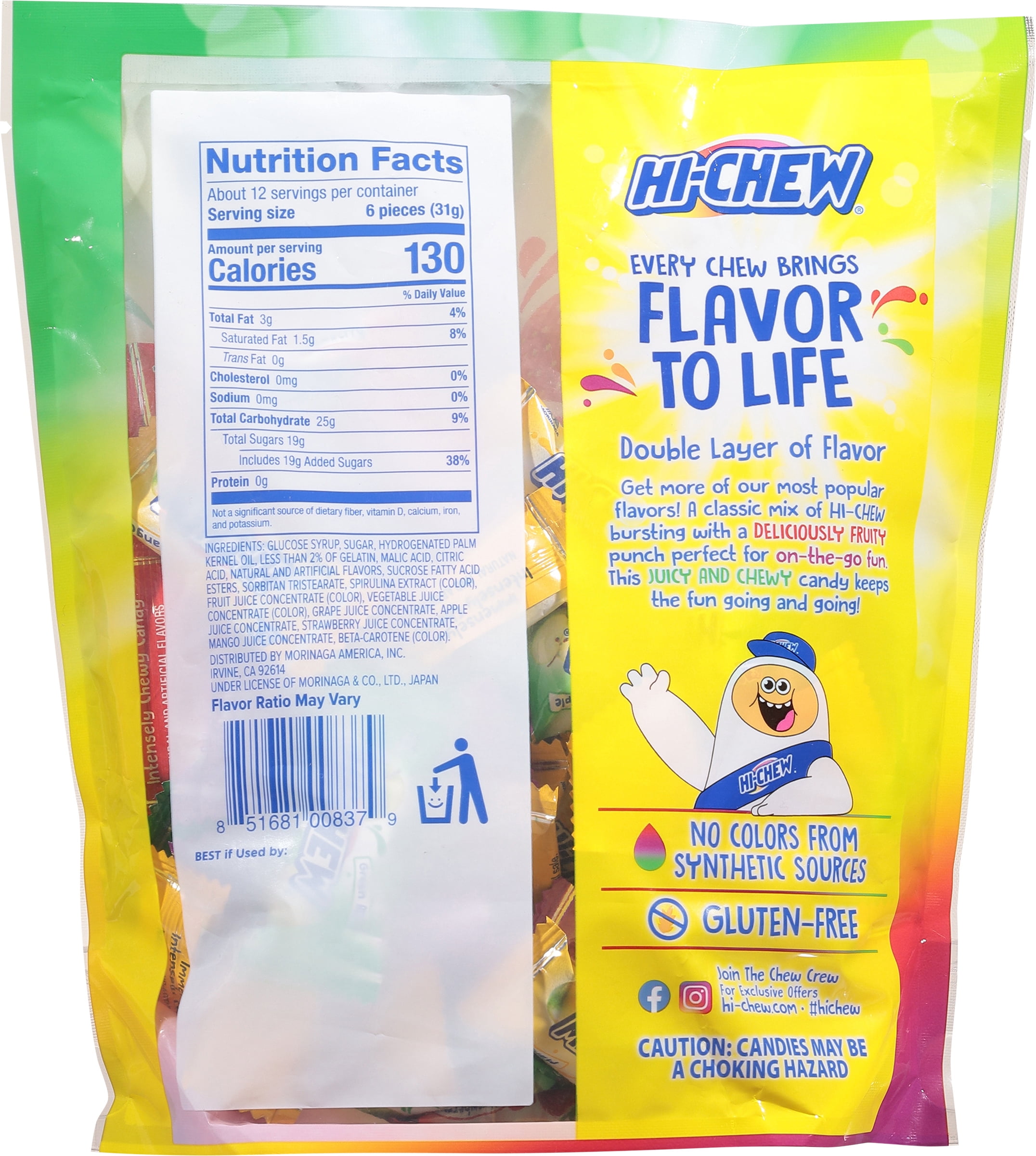 (4 pack) Hi-Chew Original Mix Chewy Candy, 12.7 oz., Stand up Pouch