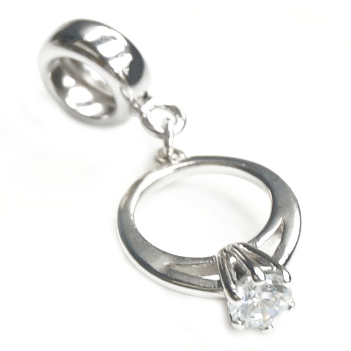 PANDORA STERLING & 14K GOLD I DO WEDDING RING CHARM ALE W CREATED DIAMOND |  eBay