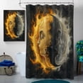 thumbnail image 3 of 4 Pcs Sun Moon Shower Curtain Set with Rug, Toilet Lid Cover and Bath Mat, Fantasy Star Black White Boho Gothic Bathroom Shower Curtain with 12 Hooks Accessories Decorative, 3 of 6