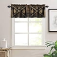 thumbnail image 3 of Barn Door Valance Curtain Vintage Farmhouse Rustic Wooden Moldy Old Wooden Door Rod Pocket Valance Window Treatments 1 Panel Short Curtains for Kitchen Living Room Decor 54 x 18 in, 3 of 6