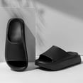 thumbnail image 5 of SCHUHLAND Women's Chunky Platform EVA Cloud Slides, High Heel Sandals, Lightweight Soft Sole Summer Beach Slippers, Beige/Black, 5 of 16