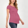 thumbnail image 4 of Axiiglly Maternity Shirts Short Sleeve Crew Neck Pleated Stretch Pregnancy T-Shirts Soft Comfortable Plus Size Tee for Women, S-4XL, 4 of 9