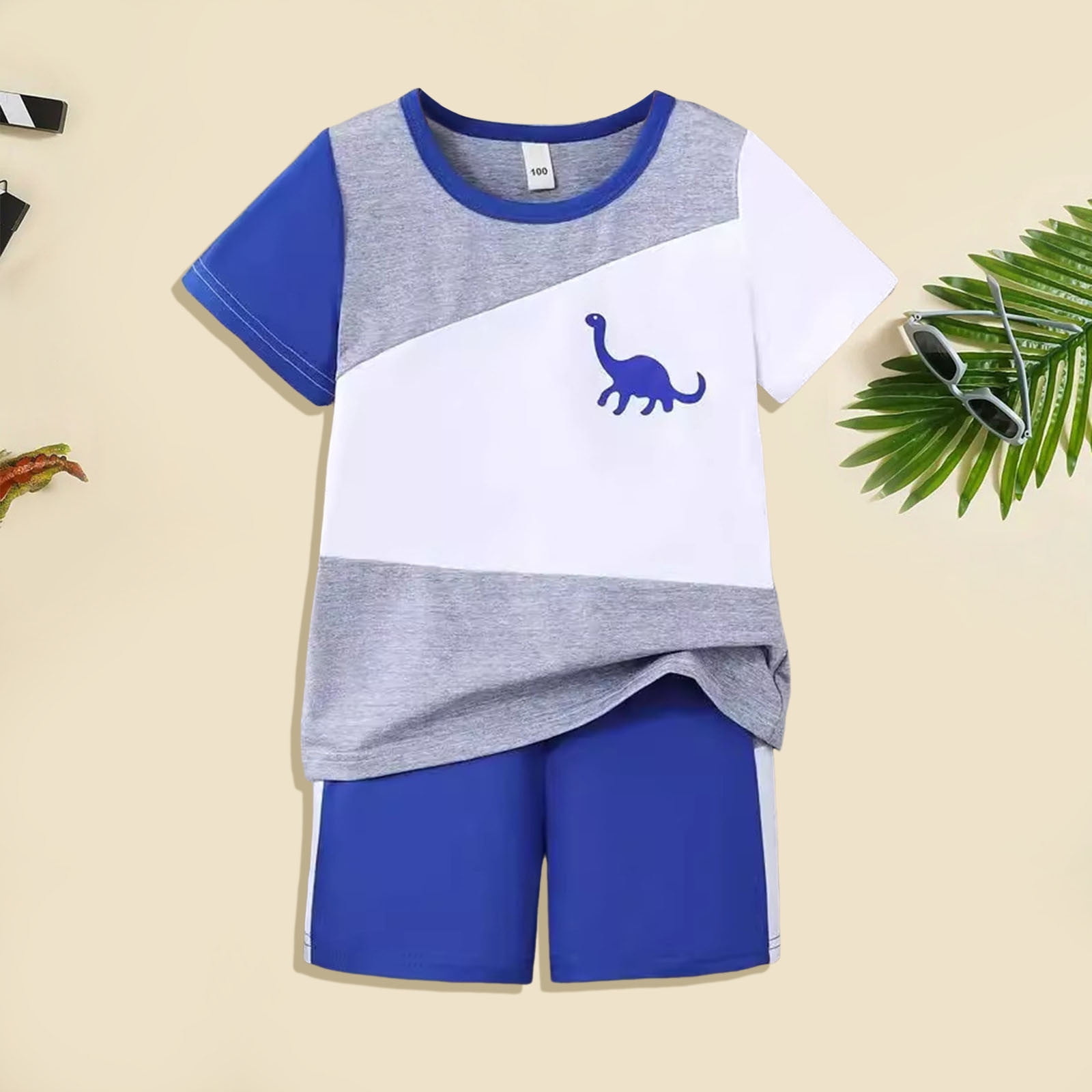 XDZJLR Baby Boy Outfits Short Sleeve Cartoon Dinosaur Prints T
