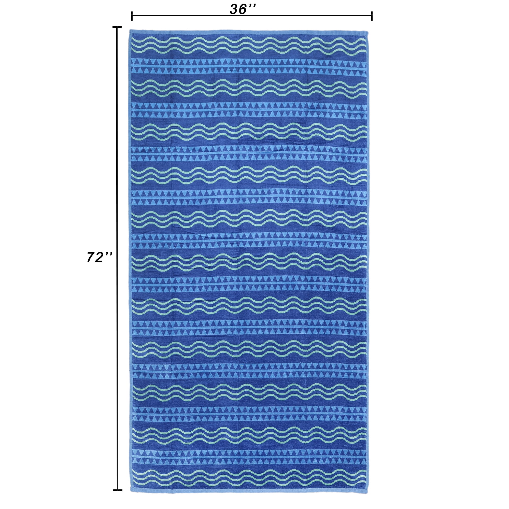 Mainstays Wavy Stripe Blue Beach Towel, Size 72" x 36"