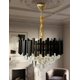 thumbnail image 3 of Candelabro De Techo Cristal Negro Dorado Cityluz 6 Luces E14, 3 of 7
