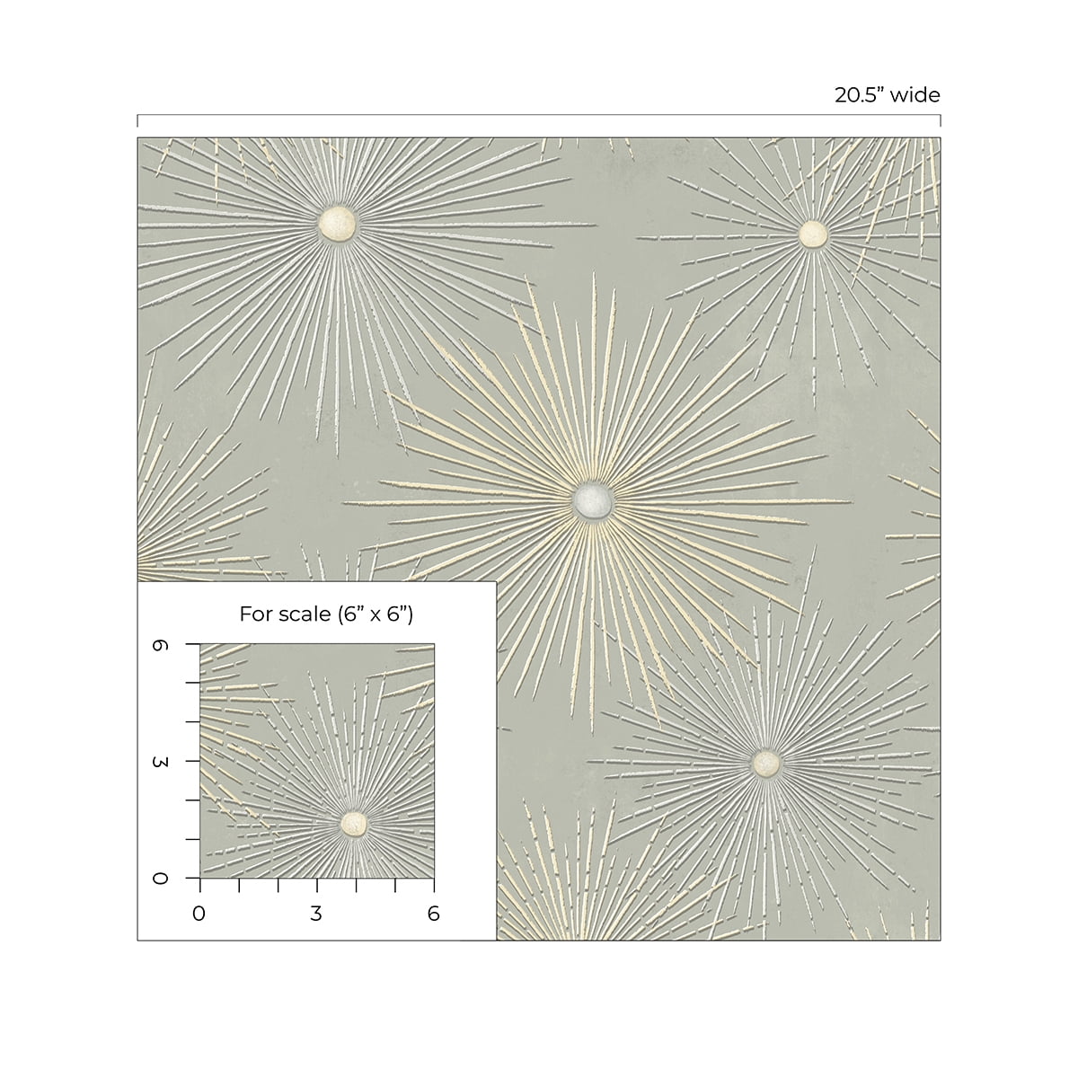 NextWall  Starburst Geo Peel and Stick Wallpaper Silversmoke & Gold