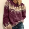 thumbnail image 2 of Suéter Fair para Mujer, Estilo Vintage, Grueso, de Cuello Redondo y Larga, de Punto, de Mohair, Cálido y de Gran Tamaño. Vino Tinto XL, 2 of 4