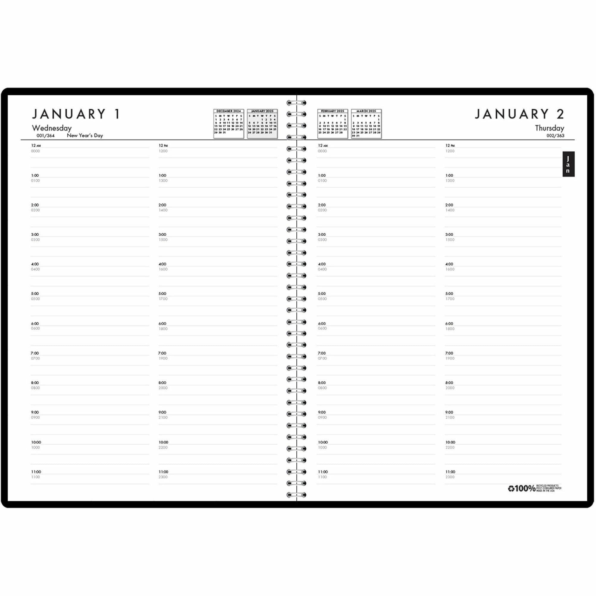 House of Doolittle 2896-32 10 in. x 7 in. 12-Month (Jan-Dec 2026) Daily Appointment Book/Monthly Planner - Black Cover