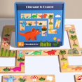 thumbnail image 1 of Kids Wooden Jigsaw Puzzles Cartoon Animal Pattern Montessori Educational Toys Children's Brain Training Game, 1 of 6