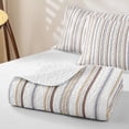 thumbnail image 4 of Castle Fairy Minimalist Vertical Stripe Twin Quilt Set 2 Pieces,Geometric Thin Line Twin Coverlet Set,Beige Brown Gray,1 Bedspread and 1 Pillowcase, 4 of 7