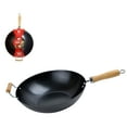 thumbnail image 2 of Alpine Cuisine AI-V34 13.5 Inch Carbon Steel Cooking Wok with Wood Handle, Black, 2 of 3