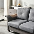 thumbnail image 5 of Holaki Linen Fabric Loveseat Sofa Curved Arm Couch with Pocket, Dark Grey, 5 of 9