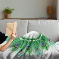 thumbnail image 3 of Peacock Mandala Soft Flannel Fleece Throw Blanket, Tropical Look Green Tone Holistic Design of Peafowl Tail Feathers, Cozy Plush for Indoor and Outdoor Use, 70" x 90", Multicolor, by Ambesonne, 3 of 5