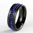 thumbnail image 2 of Black Gold Plated 8mm Titanium Steel Mens Ring Men Wedding Band Blue AAA CZ Man Ring, 2 of 6