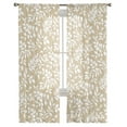 thumbnail image 7 of Sheer Curtains 84 inches Long, Leaves Pattern Beige background Light Filtering Sheer Window Curtains Rod Pocket Voile Drapes for Bedroom Living Room, 52"W x 84"L 2 Panels, 7 of 7