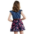 thumbnail image 3 of TiaoBug Kids Girls Floral A-line Summer Casual Dress Princess Denim Sundress 2-14 Navy Blue 2, 3 of 7