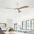 thumbnail image 2 of 52" White Ceiling Fan with Light & Remote, 3 Black Walnut Blades, Ultra-Quiet DC Motor - 6 Speed Reversible for Living Room, Bedroom, Office, 2 of 20