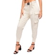 thumbnail image 4 of American Bazi Women's High Waist Double Cargo Jogger Pants RJH3808 - Ivory Frost - 3X-Large, 4 of 6