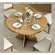 MARNUR Round Dining Table for 4 Persons 47 Kitchen Table for Dining Room Kitchen, Walnut (Only Table)