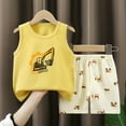 thumbnail image 2 of Ccpelsie 2Pcs Baby Boy Summer Clothes Toddler Beach Outfits Sleeveless Tank Tops Shorts Set(Yellow,4-5 Years), 2 of 5