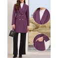thumbnail image 2 of DARING DIVA Women's Double Breasted Shawl Collar Long Coat With Pockets XL Purple, 2 of 6