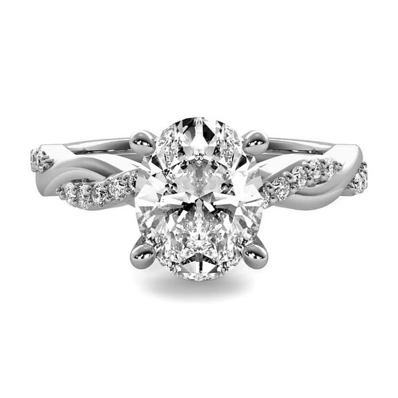 Brilliance Jewels 14K White Gold Plated 1.5ct Oval Cut Natural Moissanite Diamond Women's Wedding Ring