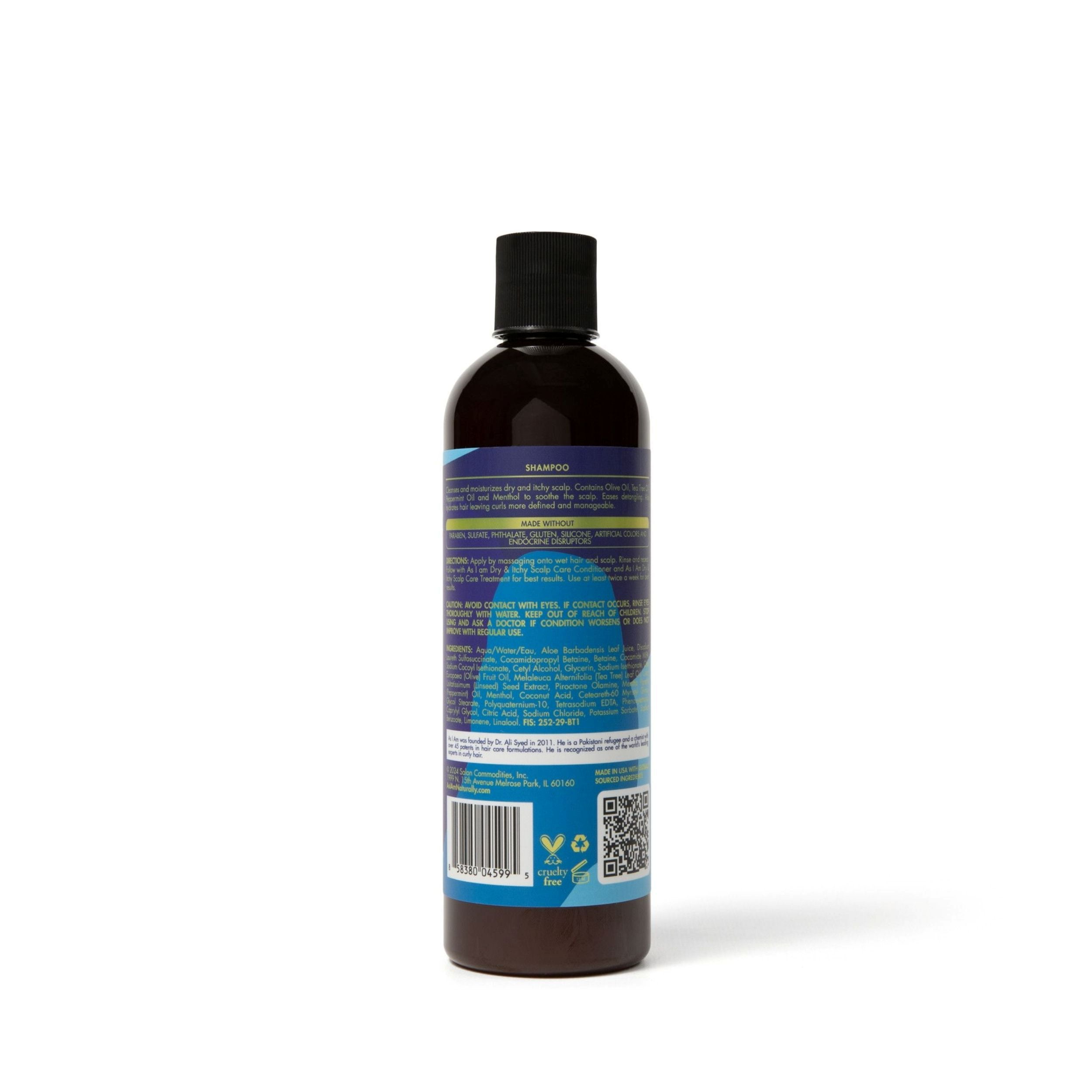 (6 pack) As I Am Dry & Itchy Scalp Care Anti Dandruff Shampoo for Dry Scalp Flakes and Itch Moisturizing Cleanse 12 fl.oz/ With Olive Oil, Tea Tree Oil & Peppermint Oil