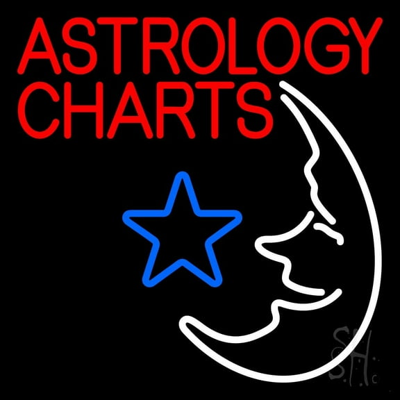 Red Astrology Charts LED Neon Sign 24" Tall x 24" Wide - inches Black Square Cut Acrylic Backing, with Dimmer - Bright and Premium built indoor LED Neon Sign for Storefront.