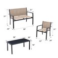 thumbnail image 5 of Devoko 4 Pieces Patio Furniture Outdoor furniture Outdoor Patio Furniture Set Textilene Bistro Set Modern Conversation Set Black Bistro Set with Loveseat Tea Table, Beige, 5 of 7