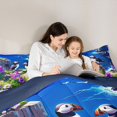 thumbnail image 4 of Castle Fairy Vibrant Anime Cliff Puffin Duo 7-Piece Twin Bedding,Purple Wildflower Seagull Ocean Scene Bedding Comforter Set,Violet Blue,Navy Blue Reversible, 4 of 7