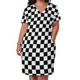 thumbnail image 2 of Vestido holgado con bolsillos a cuadros para mujer, vestido de noche de verano para mujer, 2 of 6