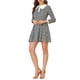 thumbnail image 4 of Vestido de manga larga con cuello Peter Pan en contraste floral para mujer, negro, por encima de la rodilla, 4 of 6