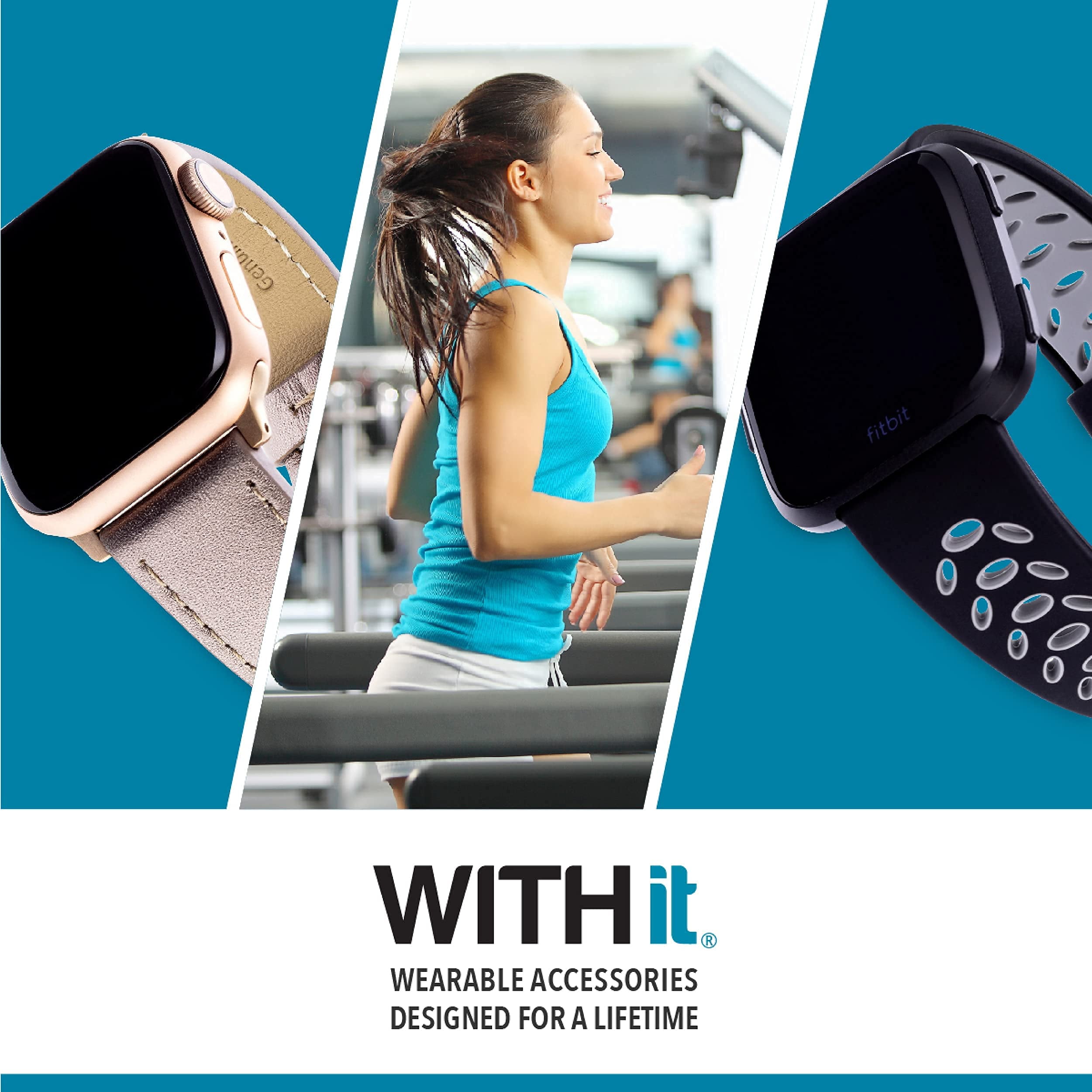 WITHit Black Stainless Steel Mesh Band with Magnetic Closure for Fitbit Charge 3 & Charge 4