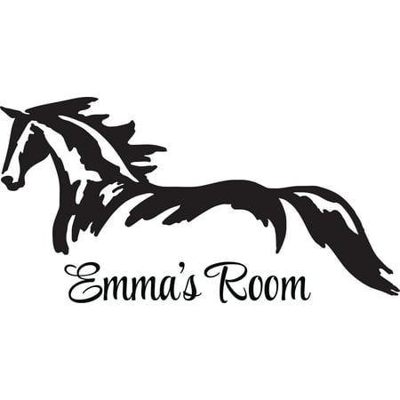Childrens Wall Decor Personalized Name Vinyl Decal Sticker Custom Initial Wall Art Personalization Decor Childrens Bedroom Horse Animal Farm Western Mural 8 X 16 Inches ()