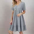 thumbnail image 5 of vigerkar Women's Summer Empire Waist Dress Smocked Flutter Short Sleeve V Neck Midi Dresses 2025 New Light Gray, XXL, 5 of 7