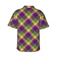 thumbnail image 3 of Bixox Men's Hawaiian Shirts Men's Mardi Gras Plaid Print Short-Sleeve Shirt-3X-Large, 3 of 8