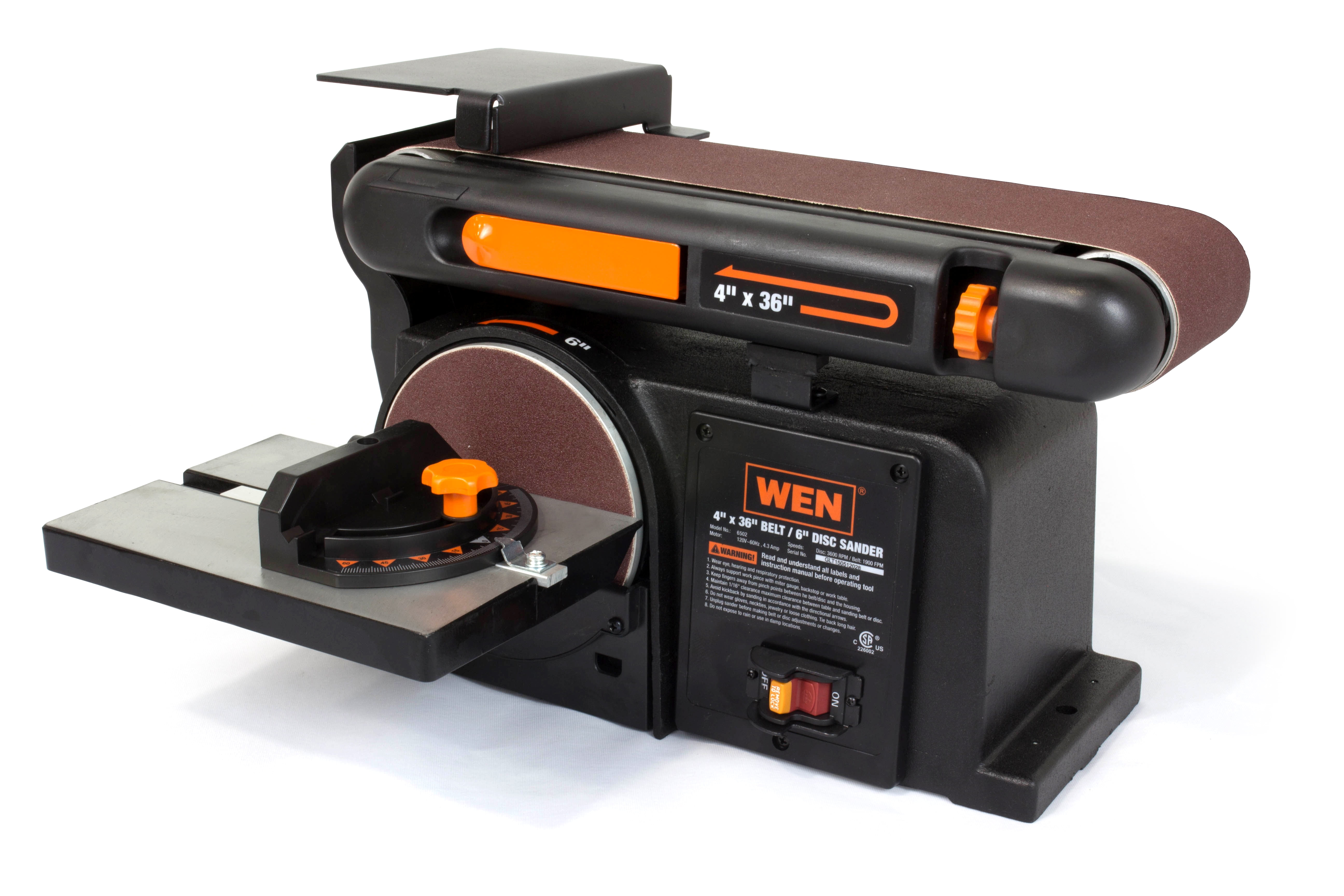 Wen 43 Amp 4 X 36 Inch Belt And 6 Inch Disc Sander With Cast Iron Base