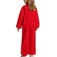 thumbnail image 4 of CPNG Teens Kids Girls Sweatsuit 2 Piece Set Half Zip Solid Color Sweatsuits Pullover Sweatshirts and Jogger Sweatpants Sweat Set(Red,11-12 Years), 4 of 4