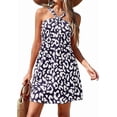 thumbnail image 3 of PRETTYGARDEN Womens Summer Halter Mini Dress Sleeveless Boho Floral Short Sundress Casual Flowy Beach Dresses, 3 of 10