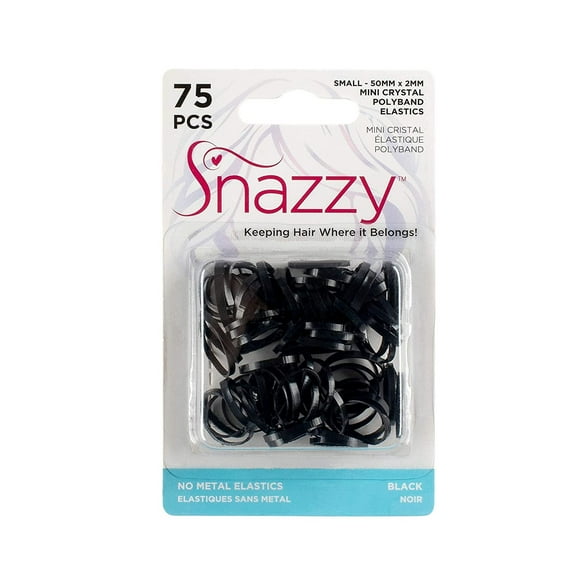 Snazzy Black Ouchless Mini Polyband Rubber No Metal Elastics Bands For Hair Chips Piping Bag Ties and All DIY Projects 50mm in Length and 2mm in Width 75 count