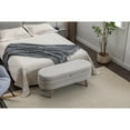 thumbnail image 5 of Velvet Fabric Bedroom Bench With Wood Legs And Storage - Gray For Living Room In Internal Option, 5 of 6