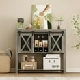 thumbnail image 2 of Farmhouse Coffee Bar Cabinet with Sliding Barn Doors, 9-Bottle Wine Rack & Glass Holder, Storage Sideboard for Kitchen Dining Room, 2 of 6
